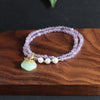 Bracelet Natural Amethyst Freshwater Pearl Crystal Handmade Double Circle Gourd Pendant Unisex