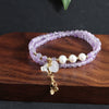 Bracelet Natural Amethyst Freshwater Pearl Crystal Handmade Double Circle Gourd Pendant Unisex