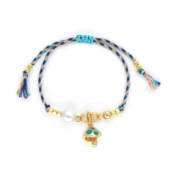 Bracelet Natural Baroque Pearl Mushroom Pendant Copper Electroplating Fashion