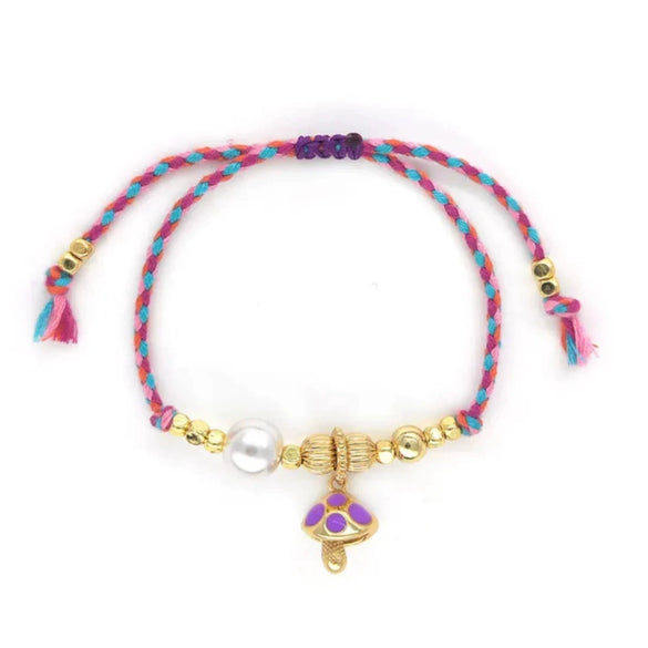 Bracelet Natural Baroque Pearl Mushroom Pendant Copper Electroplating Fashion