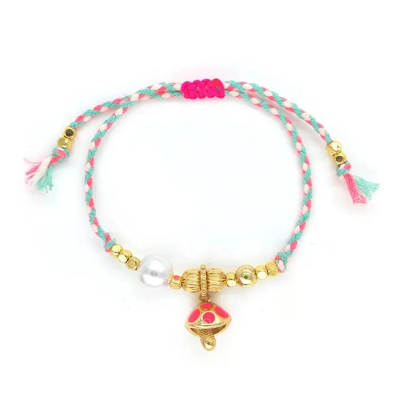 Bracelet Natural Baroque Pearl Mushroom Pendant Copper Electroplating Fashion