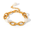 Bracelet Natural Freshwater Pearl Stainless Steel Geometric Electroplating Jewelry For Women