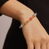 Bracelet Natural Stone Beaded 316L Stainless Steel Gold Plated Geometric Design