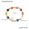 Bracelet Natural Stone Beaded 316L Stainless Steel Gold Plated Geometric Design