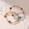 Bracelet Natural Stone Beaded 316L Stainless Steel Gold Plated Geometric Design
