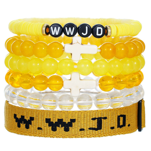 Bracelet Natural Stone Beads Geometric Handmade Cross Charm Faith Friendship Couple Unisex