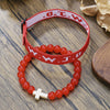 Bracelet Natural Stone Beads Geometric Handmade Cross Charm Faith Friendship Couple Unisex