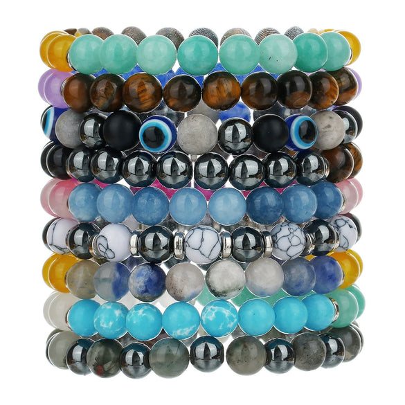 Bracelet Natural Tiger Eye Turquoise Black Gallstone Amethyst Agate Manual Design