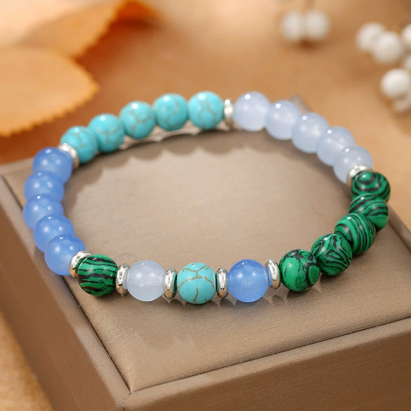 Bracelet Natural Tiger Eye Turquoise Black Gallstone Amethyst Agate Manual Design