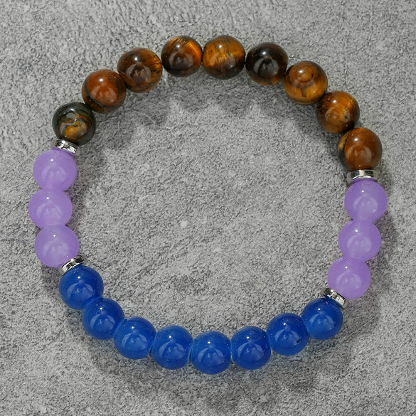 Bracelet Natural Tiger Eye Turquoise Black Gallstone Amethyst Agate Manual Design