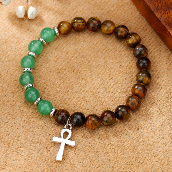 Bracelet Natural Tiger Eye Turquoise Black Gallstone Amethyst Agate Manual Design