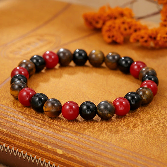Bracelet Natural Tiger Eye Turquoise Black Gallstone Amethyst Agate Manual Design