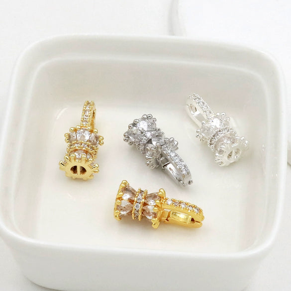 Bracelet Necklace Earrings Pendant Accessories Copper 18K Gold Micropaved Zircon Bead Electroplated