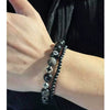 Bracelet Obsidian Stone Alloy Geometric Handmade Cross