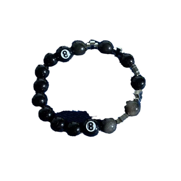 Bracelet Obsidian Stone Alloy Geometric Handmade Cross