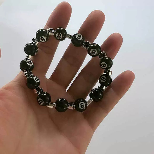 Bracelet Obsidian Stone Alloy Geometric Handmade Cross