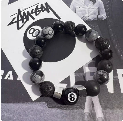 Bracelet Obsidian Stone Alloy Geometric Handmade Cross