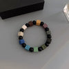 Bracelet Obsidian Stone Alloy Geometric Handmade Cross