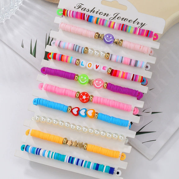 Bracelet Polymer Clay Acrylic Handmade Letters Numbers Text Style