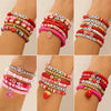 Bracelet Polymer Clay Beaded Strawberry Letter Electroplated Women's