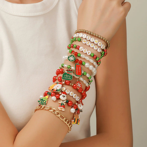 Bracelet Polymer Clay Christmas Geometric Original Design