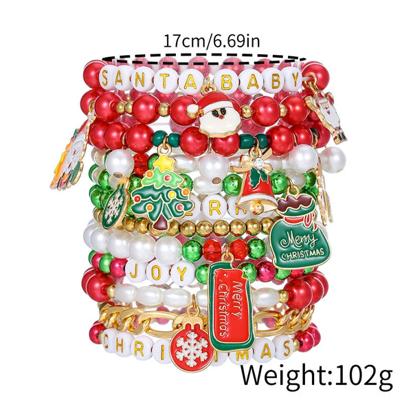 Bracelet Polymer Clay Christmas Geometric Original Design