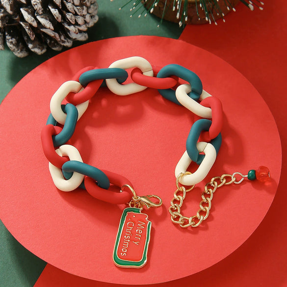 Bracelet Polymer Clay Geometric Christmas Bell Elk Snowflake Festive Holiday Jewelry