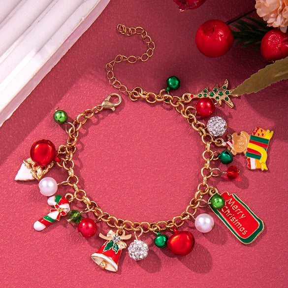 Bracelet Polymer Clay Geometric Christmas Bell Elk Snowflake Festive Holiday Jewelry