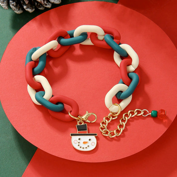 Bracelet Polymer Clay Geometric Christmas Bell Elk Snowflake Festive Holiday Jewelry