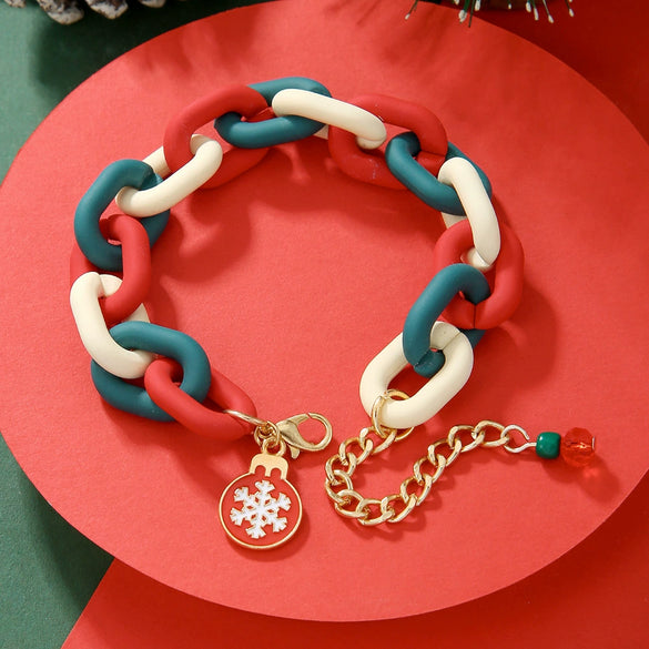 Bracelet Polymer Clay Geometric Christmas Bell Elk Snowflake Festive Holiday Jewelry