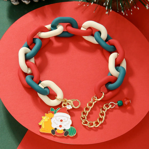 Bracelet Polymer Clay Geometric Christmas Bell Elk Snowflake Festive Holiday Jewelry