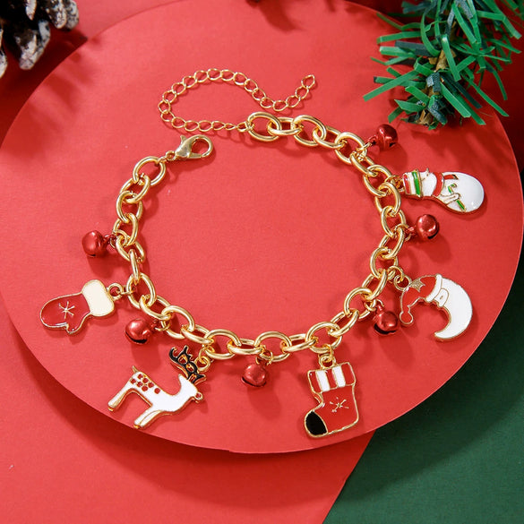 Bracelet Polymer Clay Geometric Christmas Bell Elk Snowflake Festive Holiday Jewelry