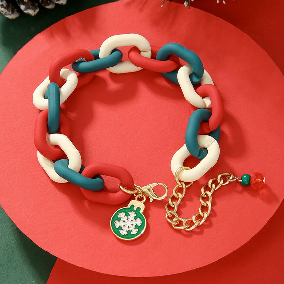 Bracelet Polymer Clay Geometric Christmas Bell Elk Snowflake Festive Holiday Jewelry