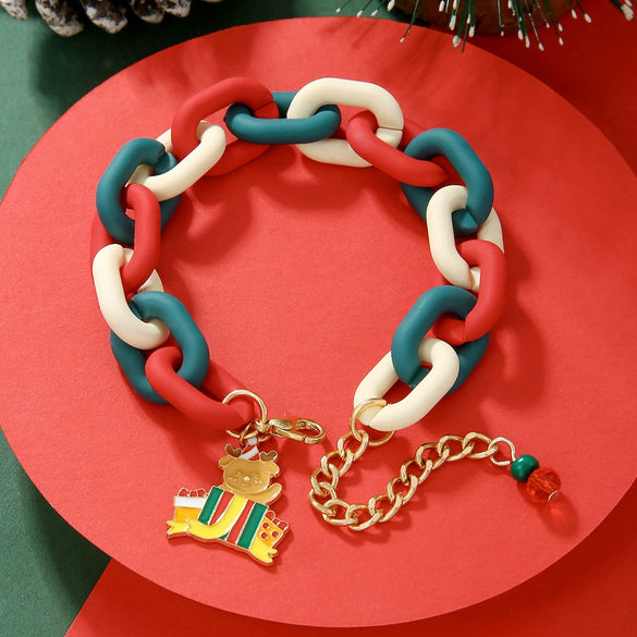 Bracelet Polymer Clay Geometric Christmas Bell Elk Snowflake Festive Holiday Jewelry