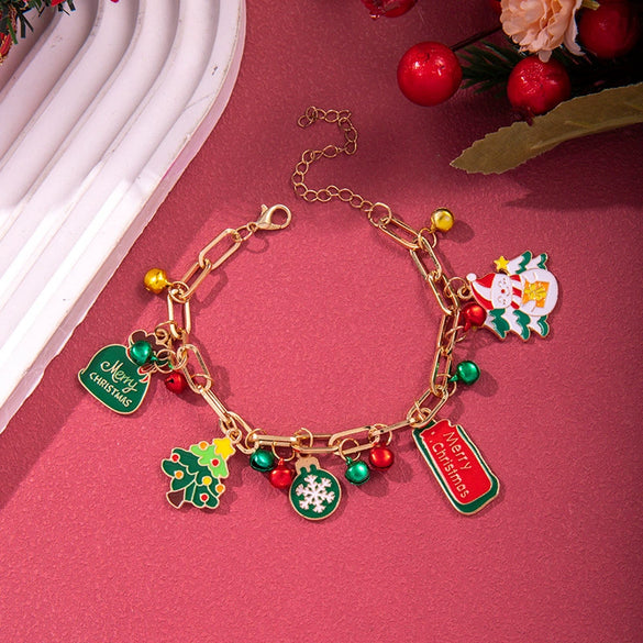 Bracelet Polymer Clay Geometric Christmas Bell Elk Snowflake Festive Holiday Jewelry
