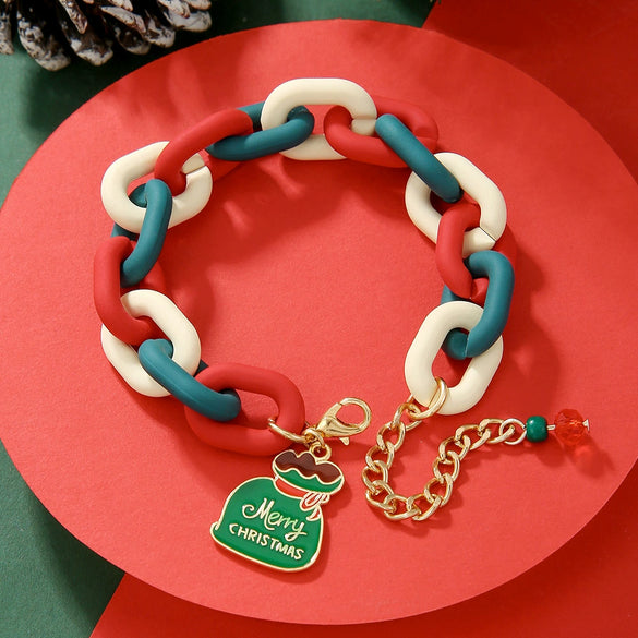 Bracelet Polymer Clay Geometric Christmas Bell Elk Snowflake Festive Holiday Jewelry