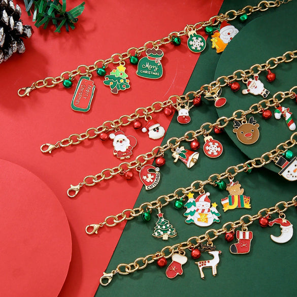 Bracelet Polymer Clay Geometric Christmas Bell Elk Snowflake Festive Holiday Jewelry