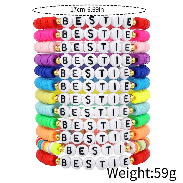 Bracelet Polymer Clay Handmade With Letters Numbers Text Y2k Bohemian Style
