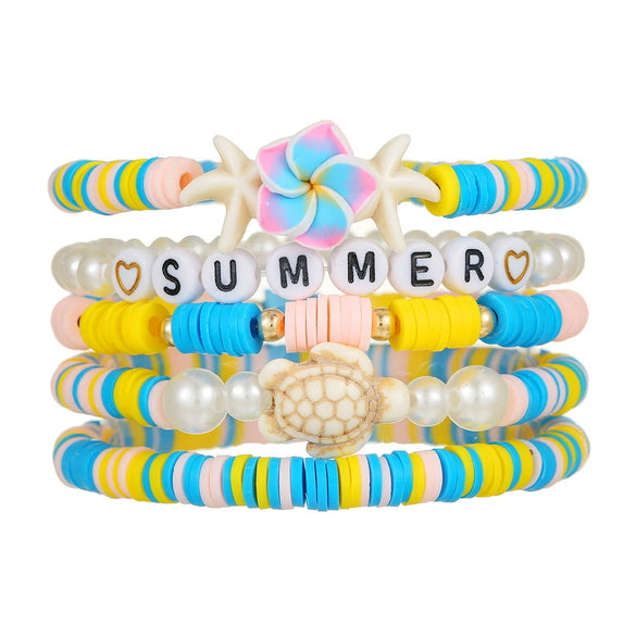 Bracelet Polymer Clay Turquoise Imitation Pearl Geometric Animal Handmade