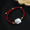 Bracelet Red Rope Baroque Sugar Cube Pearl Knitted Women's Fashion Versatile