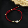 Bracelet Red Rope Heartshaped Freshwater Pearl Knitted Women's Minimalist