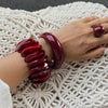 Bracelet Resin Handmade Curved Gradient Burgundy Smooth Elastic