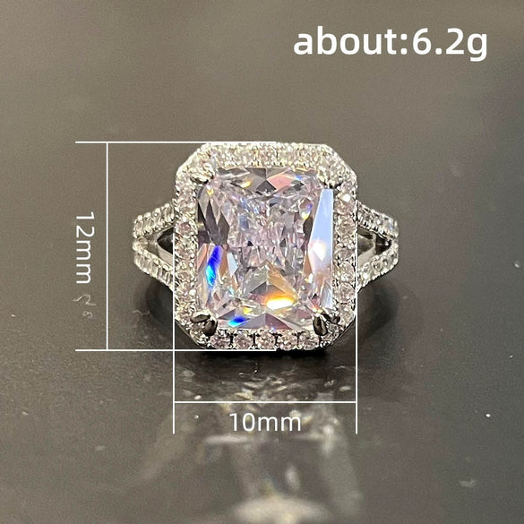 Bracelet Ring Copper Zircon Geometric Princess Style