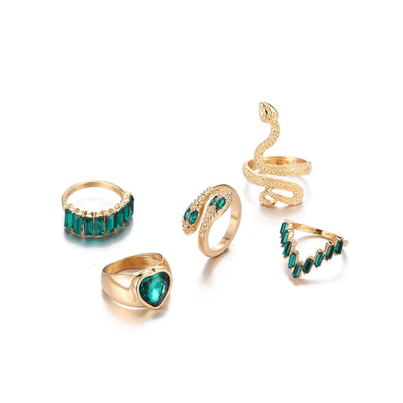 Bracelet Ring Jewelry Snakeshaped Alloy Emerald Diamondembedded Electroplated Unisex