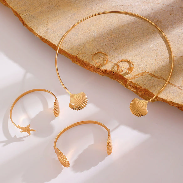Bracelet Ring Shell Alloy Electroplating Minimalist Style