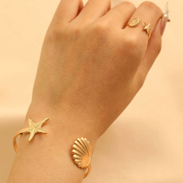 Bracelet Ring Shell Alloy Electroplating Minimalist Style