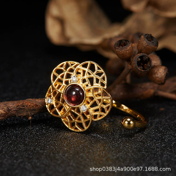 Bracelet S925 Sterling Silver Crystal Flower Geometric Set With Gems For Women