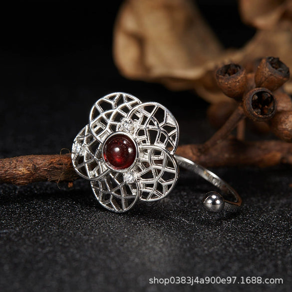Bracelet S925 Sterling Silver Crystal Flower Geometric Set With Gems For Women