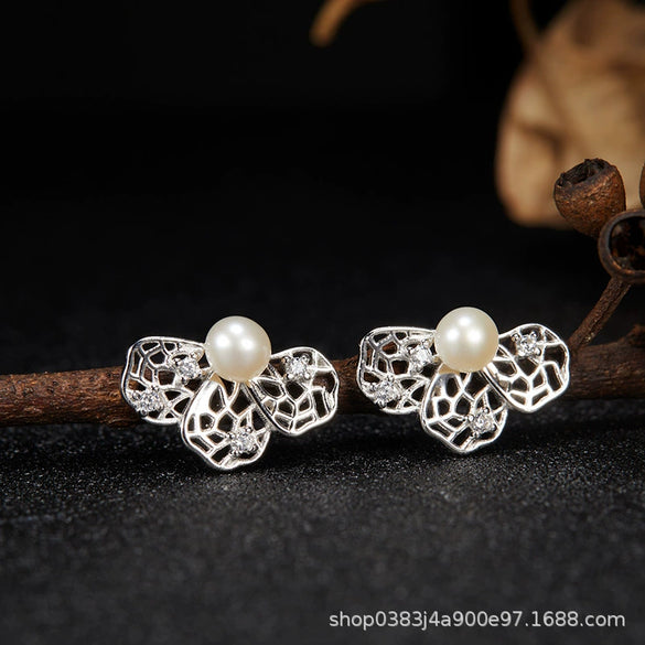 Bracelet S925 Sterling Silver Crystal Flower Geometric Set With Gems For Women