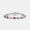 Bracelet S925 Sterling Silver Eggshaped Rainbow Zircon Geometric Retro Simple Style